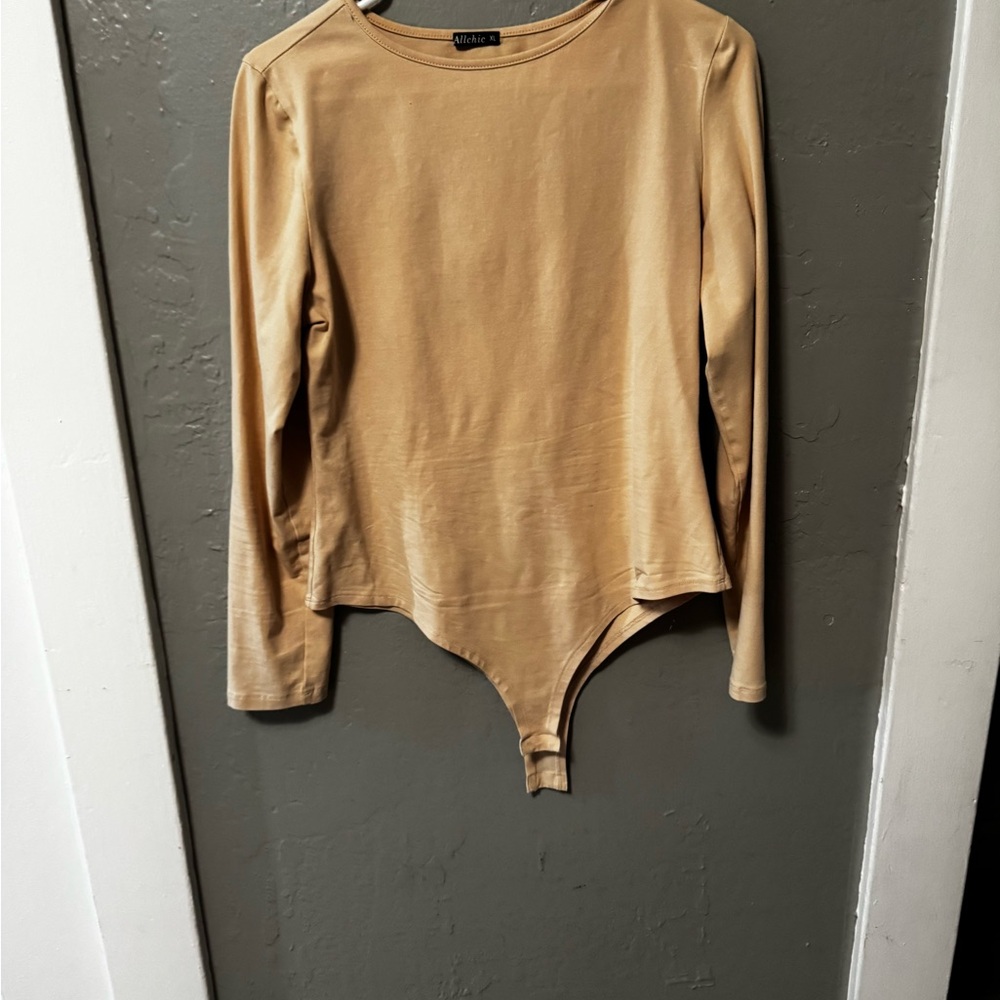Tan Long Sleeve Bodysuit